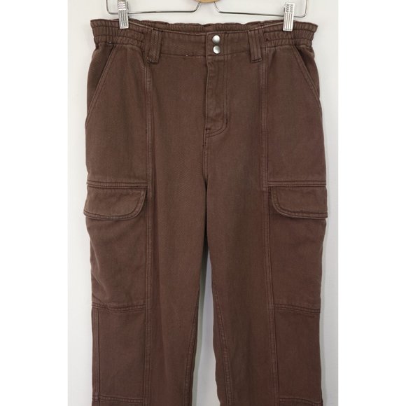 Pacsun Brownie Utility Cargo Pants High Rise Straight Leg Rigid Denim Brown L - Picture 6 of 8